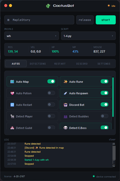 Cactus Bot app UI